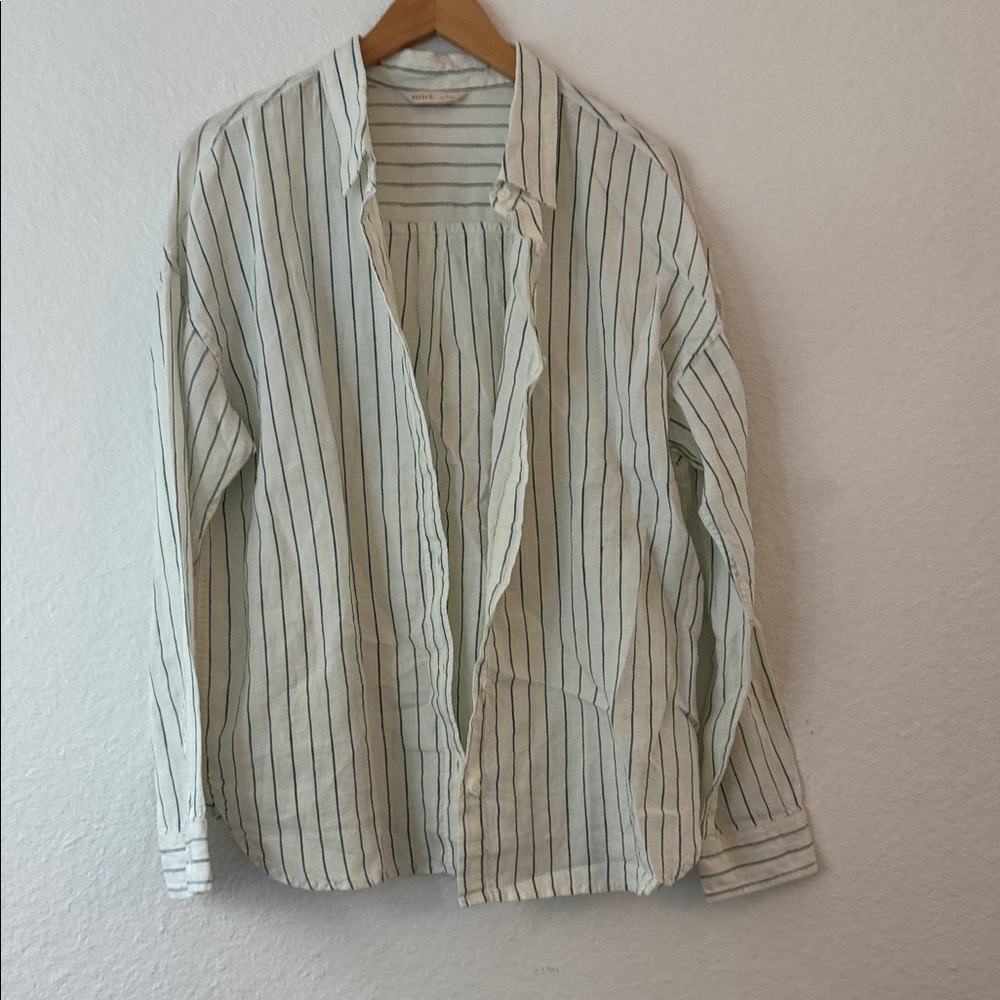 Roark White and Black Striped Dress Shirt